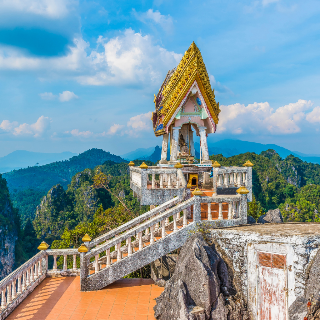 Tiger Cave Temple Lookout over mountainous landscape 