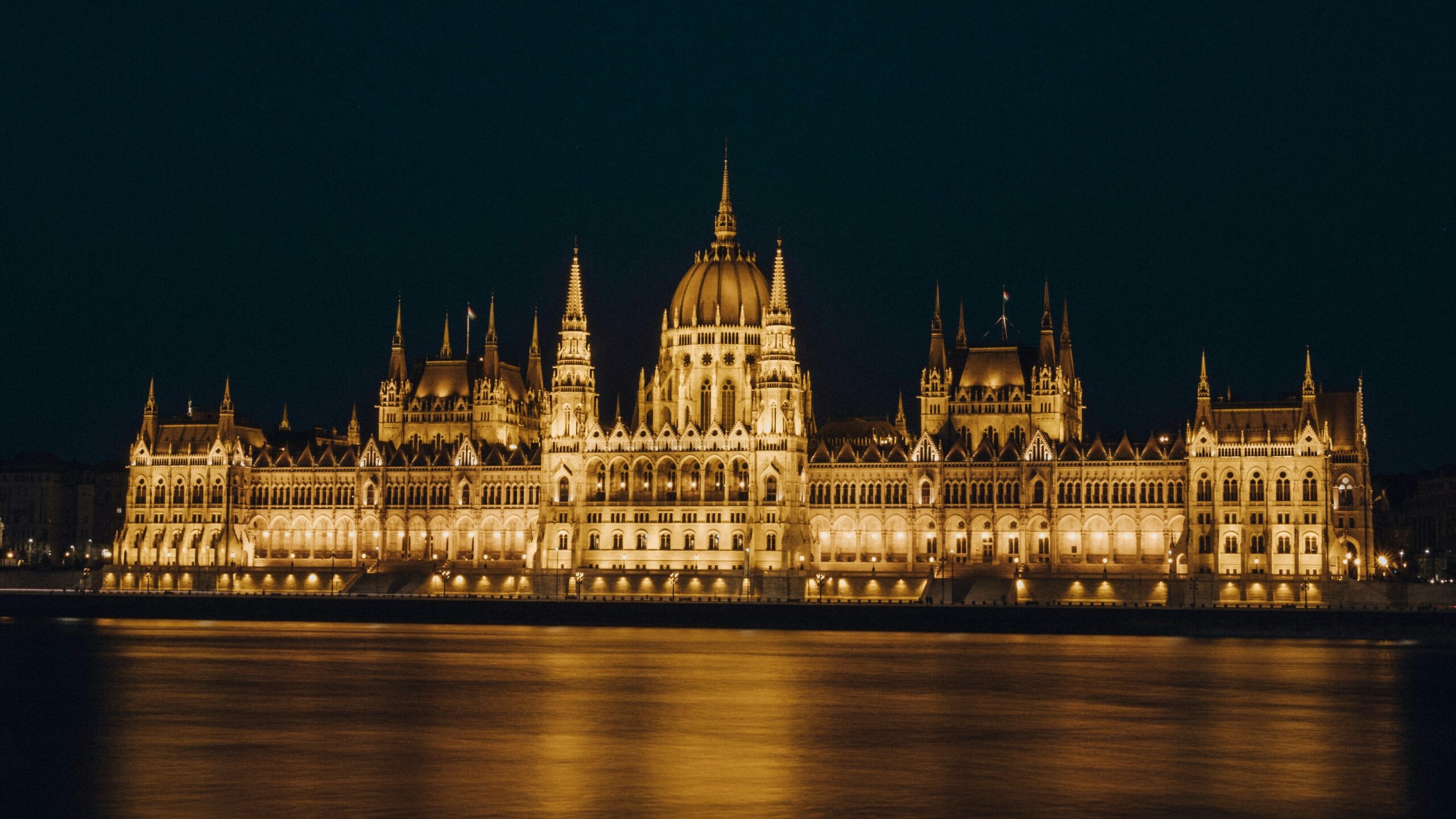 Hungary Parliament Building lit up at night