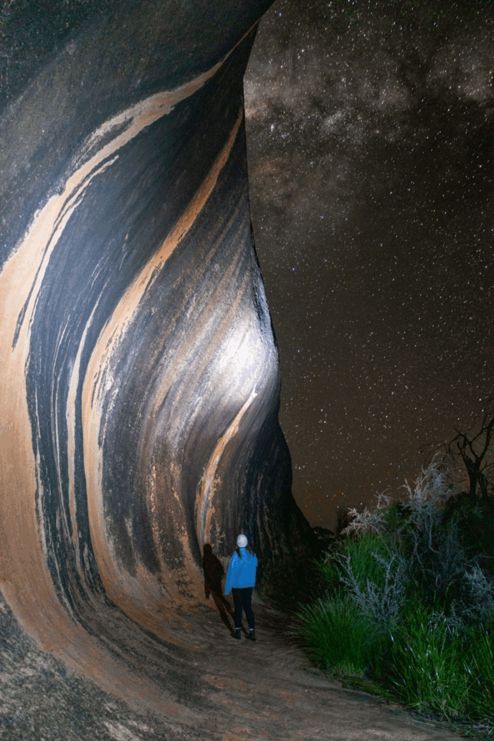 Millions of stars lighting up above Elachbutting Rock - a highlight along the Wheatbelt Way (Wheatbelt Way Road Trip Itinerary)